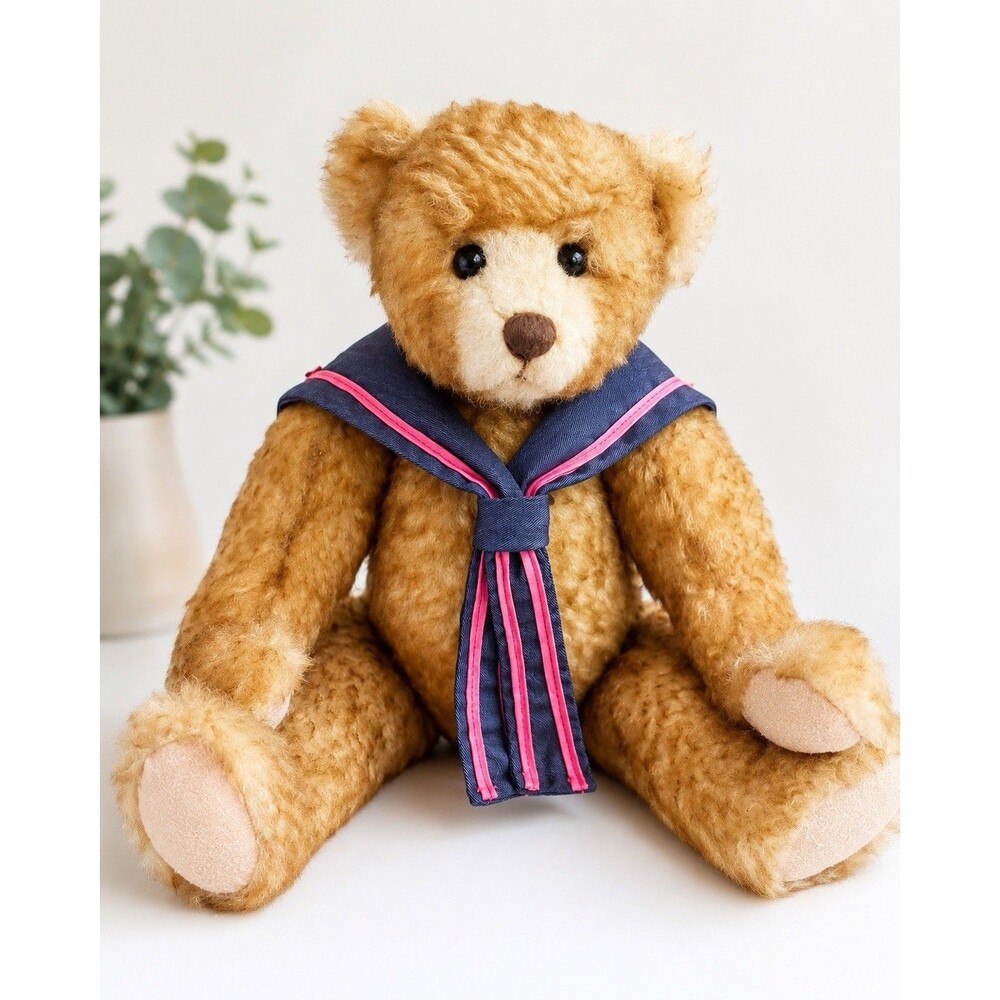 Vintage Ganz Cottage Collectibles Teddy Bear Sailor Scarf Plush 1999 Jointed 19”